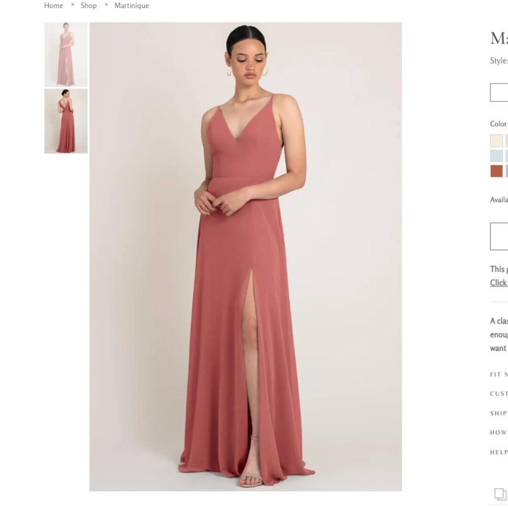 Jenny Yoo Martinique Bridesmaid Dress - Dusty Rose - Size 6